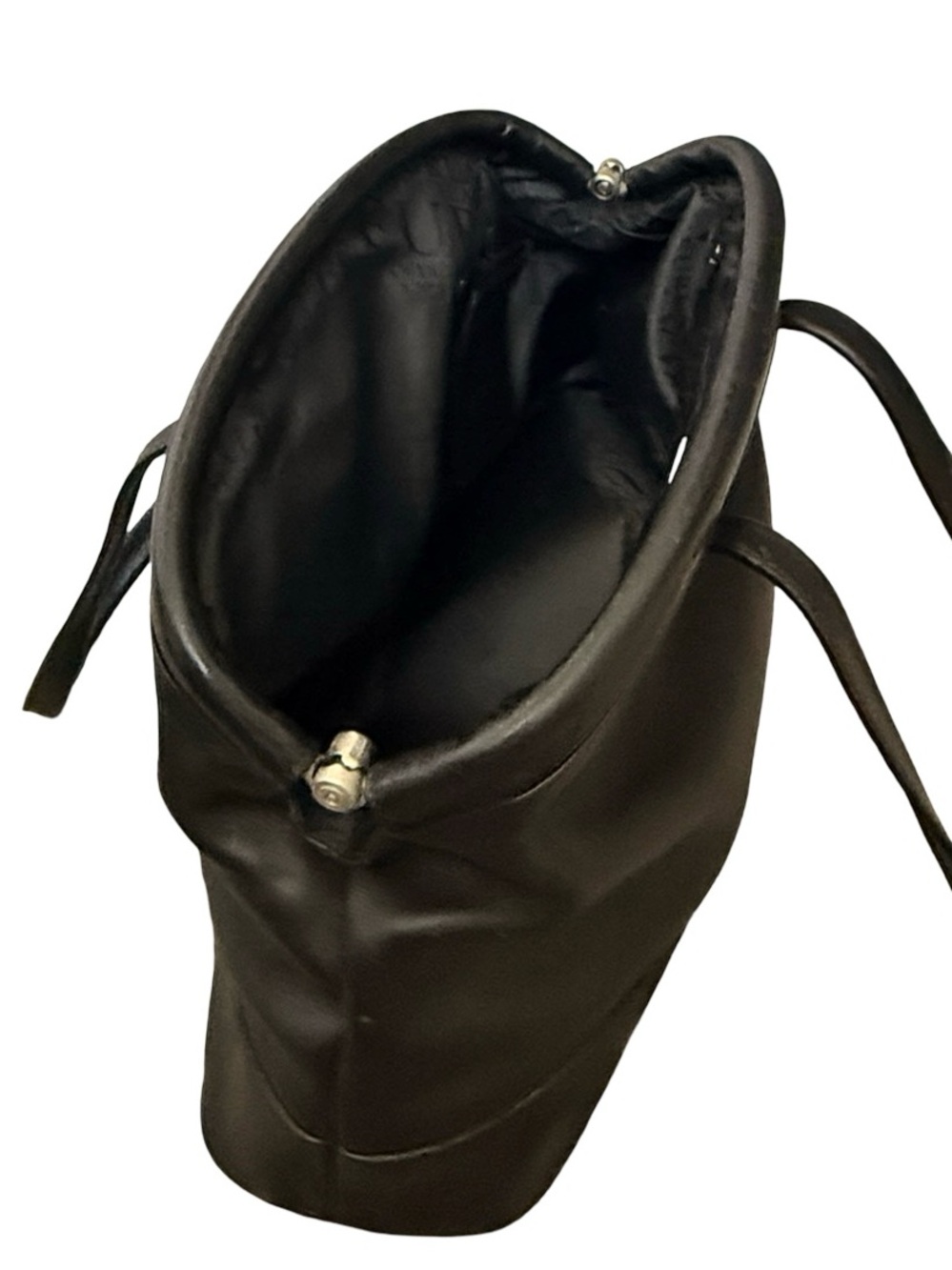 Vintage Furla Black Leather Dome Shoulder Bag With Silver Logo Made in Italy - Picture 9 of 17